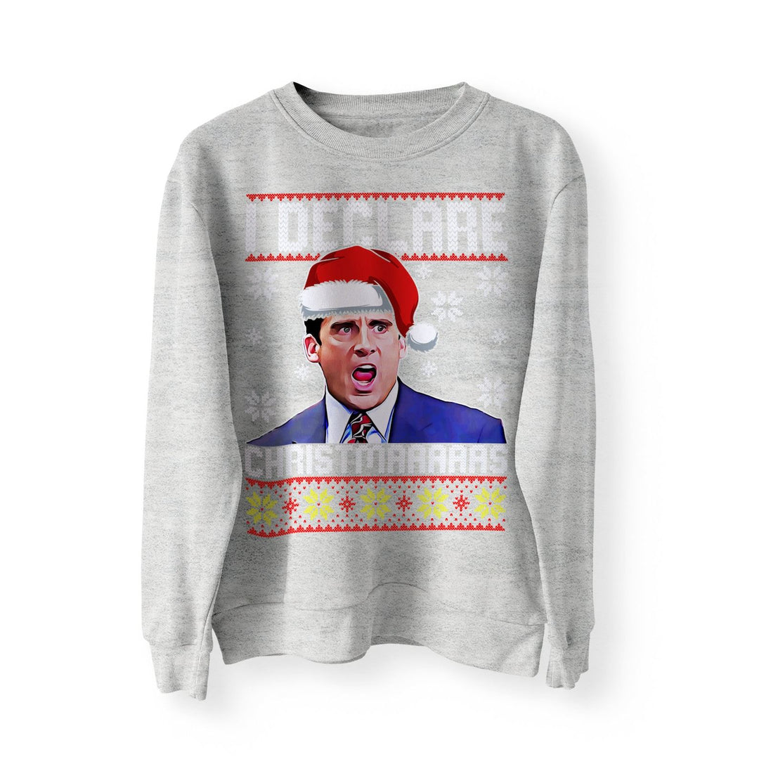 Michael Scott Funny Christmas Jumper, Sweater, Sweatshirt, Office Jumper, I Declare Christmas, Xmas Gifts