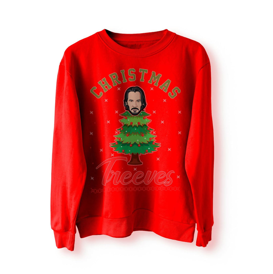 Keanu Reeves John Christmas Treeves Jumper Sweater Sweatshirt Meme Xmas Funny Sweatshirt Pullover Movie Funny Christmas Jumper Wick