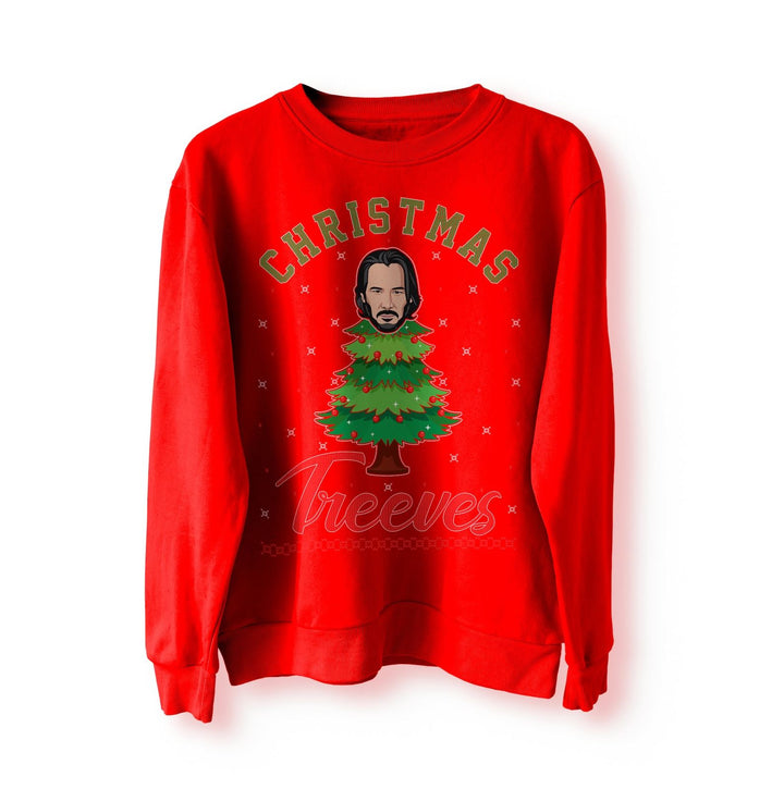 Keanu Reeves John Christmas Treeves Jumper Sweater Sweatshirt Meme Xmas Funny Sweatshirt Pullover Movie Funny Christmas Jumper Wick