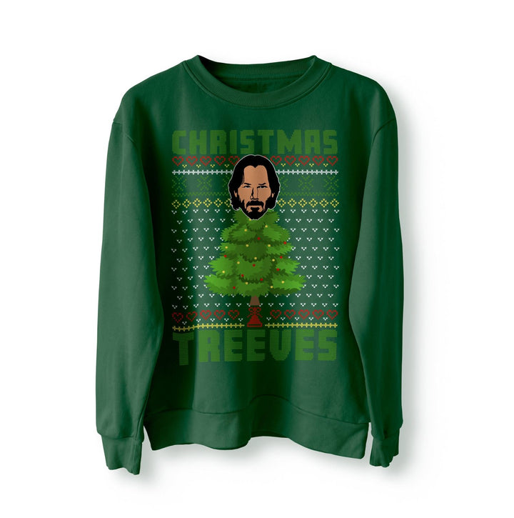 Keanu Reeves Christmas Treeves Jumper Sweater Sweatshirt Meme Xmas Funny Sweatshirt Pullover TV Funny Christmas Jumper Wick