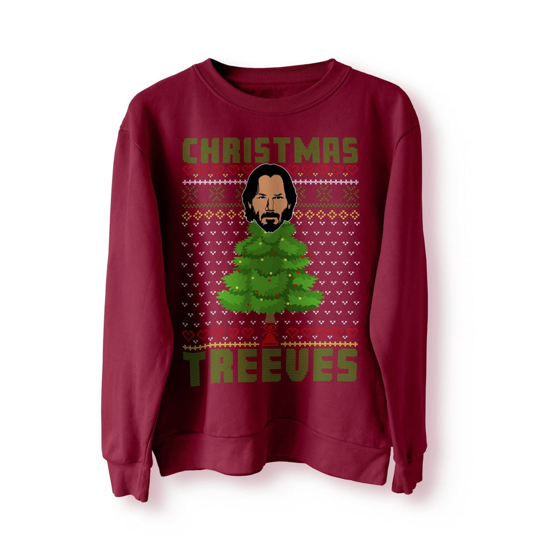 Keanu Reeves Christmas Treeves Jumper Sweater Sweatshirt Meme Xmas Funny Sweatshirt Pullover TV Funny Christmas Jumper Wick