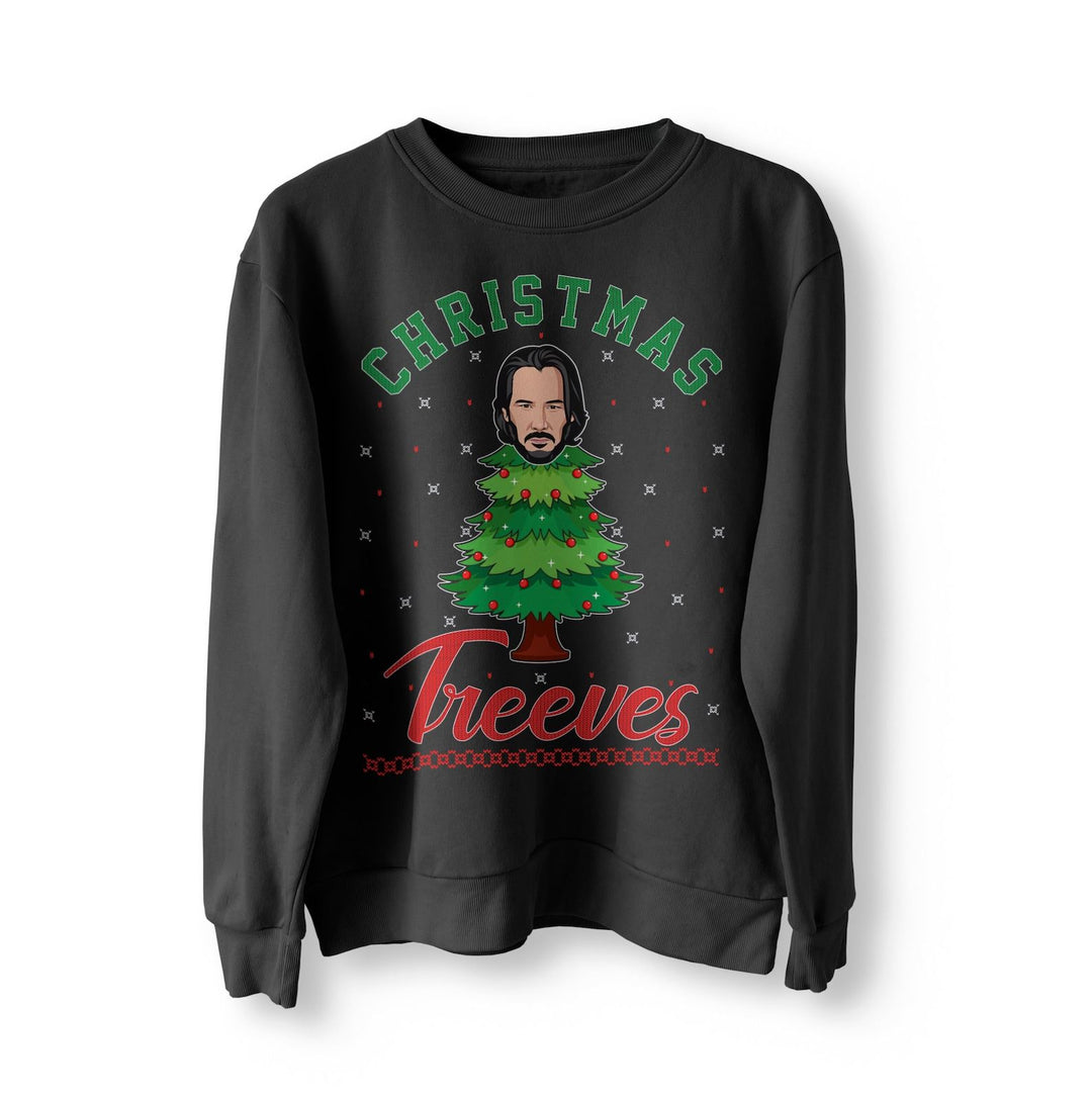 Keanu Reeves John Christmas Treeves Jumper Sweater Sweatshirt Meme Xmas Funny Sweatshirt Pullover Movie Funny Christmas Jumper Wick