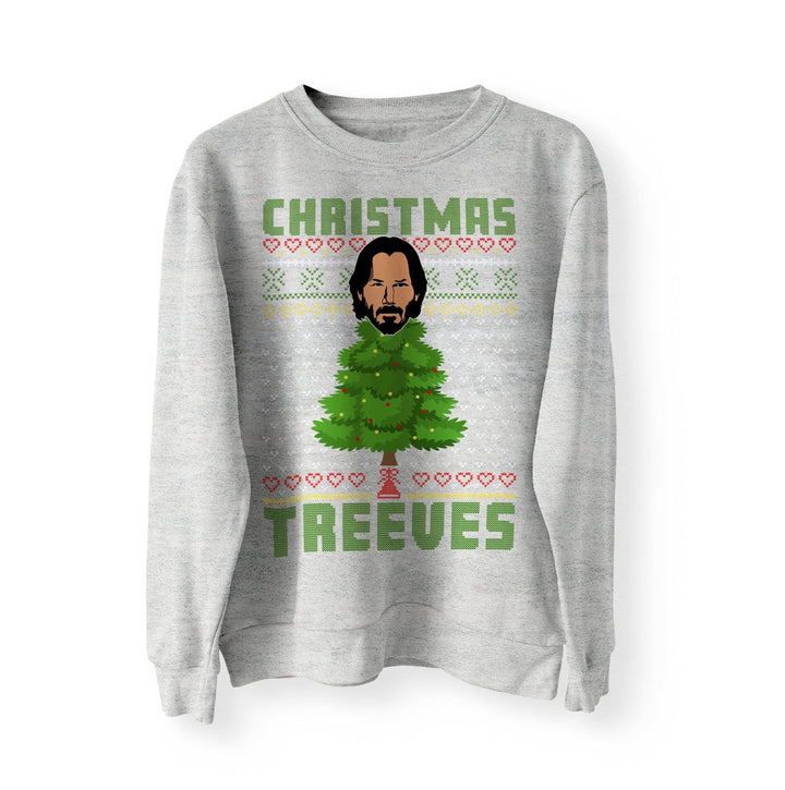 Keanu Reeves Christmas Treeves Jumper Sweater Sweatshirt Meme Xmas Funny Sweatshirt Pullover TV Funny Christmas Jumper Wick