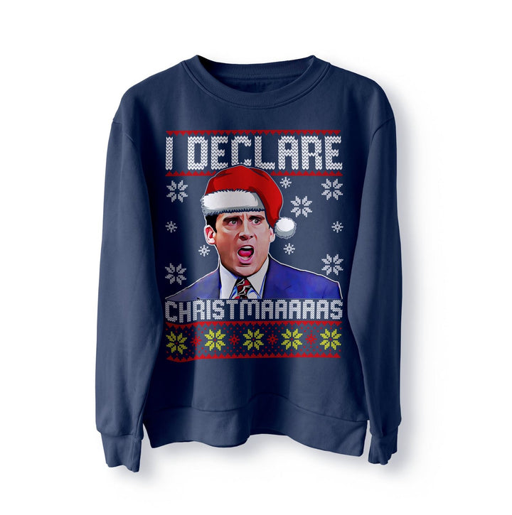 Michael Scott Funny Christmas Jumper, Sweater, Sweatshirt, Office Jumper, I Declare Christmas, Xmas Gifts