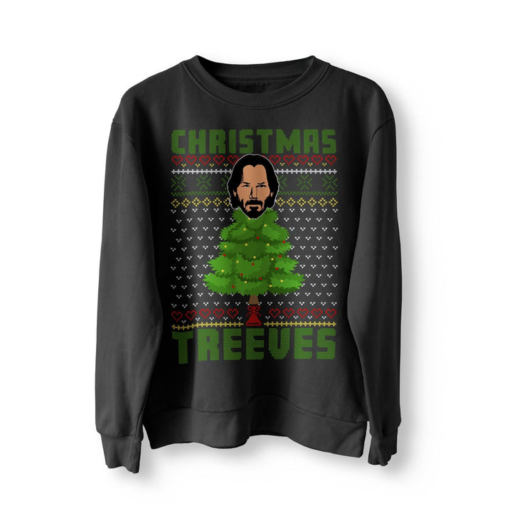 Keanu Reeves Christmas Treeves Jumper Sweater Sweatshirt Meme Xmas Funny Sweatshirt Pullover TV Funny Christmas Jumper Wick