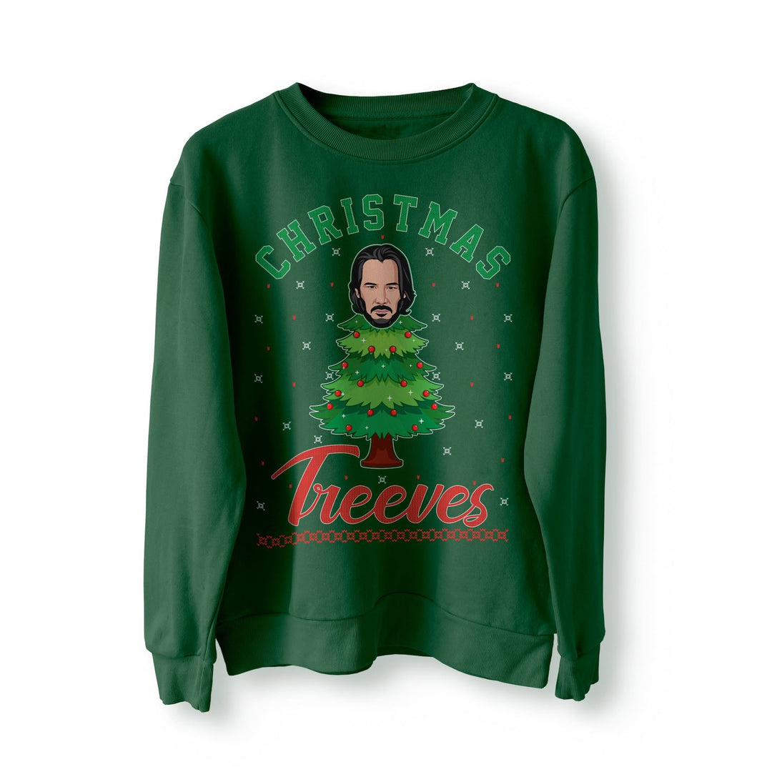 Keanu Reeves John Christmas Treeves Jumper Sweater Sweatshirt Meme Xmas Funny Sweatshirt Pullover Movie Funny Christmas Jumper Wick