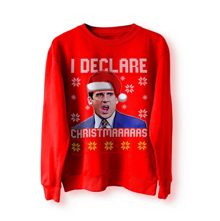 Michael Scott Funny Christmas Jumper, Sweater, Sweatshirt, Office Jumper, I Declare Christmas, Xmas Gifts