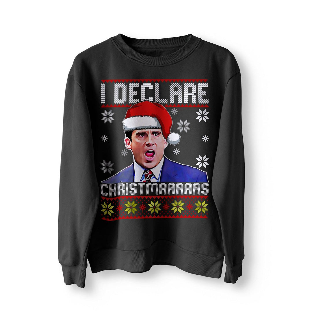 Michael Scott Funny Christmas Jumper, Sweater, Sweatshirt, Office Jumper, I Declare Christmas, Xmas Gifts