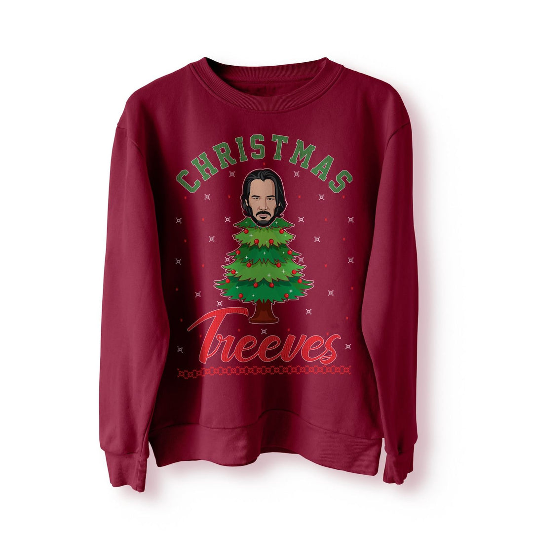 Keanu Reeves John Christmas Treeves Jumper Sweater Sweatshirt Meme Xmas Funny Sweatshirt Pullover Movie Funny Christmas Jumper Wick