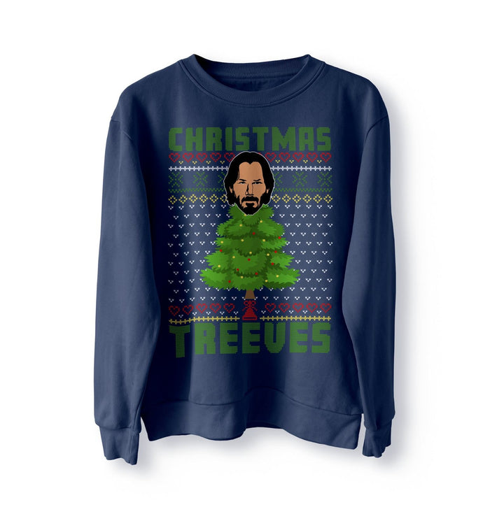 Keanu Reeves Christmas Treeves Jumper Sweater Sweatshirt Meme Xmas Funny Sweatshirt Pullover TV Funny Christmas Jumper Wick