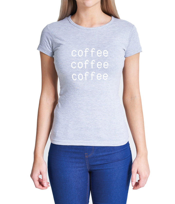 Ladies Coffee Graphic T-Shirt Womens Coloured Cotton Fitted Tees Tops Coffee Lovers Shirts