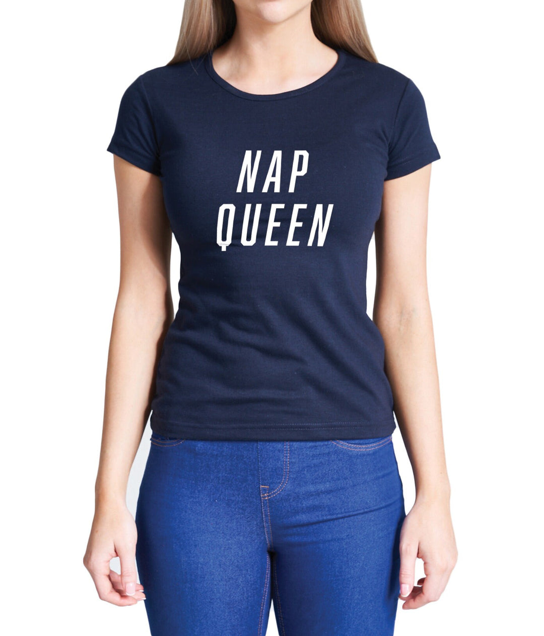 Ladies Nap Queen Graphic T-Shirt Womens Coloured Cotton Fitted Tee Shirt