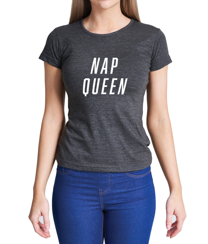 Ladies Nap Queen Graphic T-Shirt Womens Coloured Cotton Fitted Tee Shirt