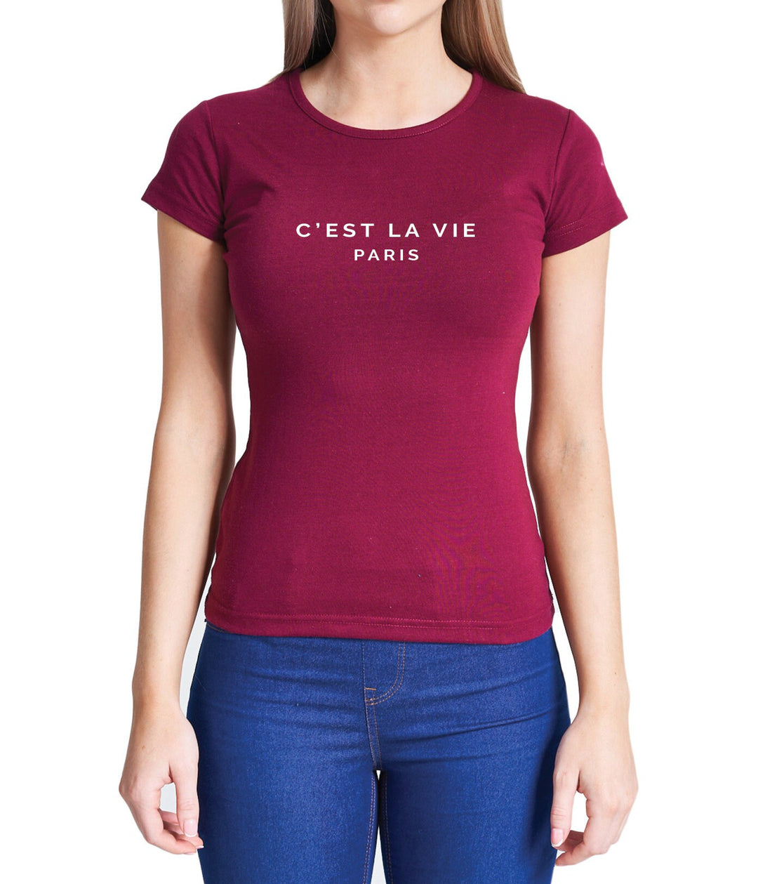 Ladies C'Est La Vie Paris Graphic T-Shirt Women Coloured Fitted T-Shirt Tops Tees Gift Ideas