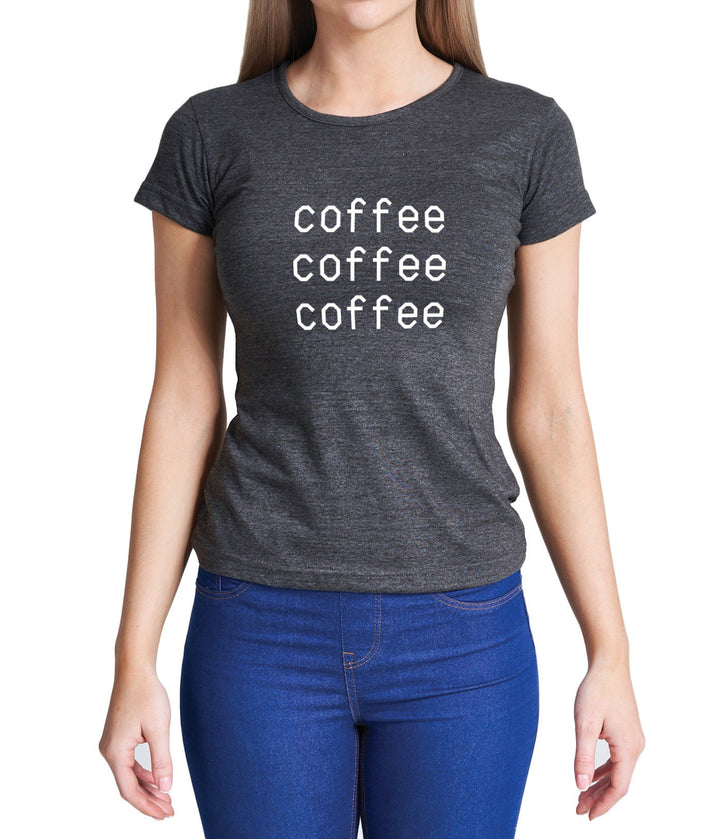 Ladies Coffee Graphic T-Shirt Womens Coloured Cotton Fitted Tees Tops Coffee Lovers Shirts