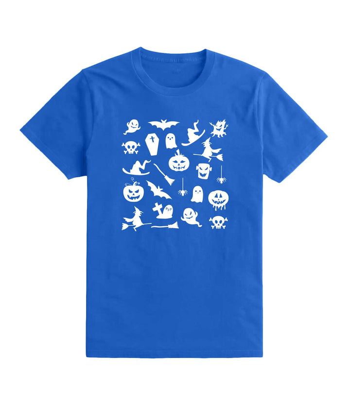 Kids Spooky Halloween T-Shirt Boys Girls Scary Collage Graphic Tee TShirt Top