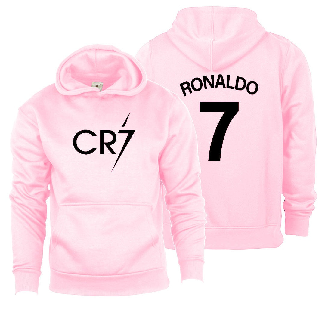 CR7 Hoodie Boys Ronaldo Football Gift Kids Black Front and Back Print Cristiano Hoody 5-13 Yrs