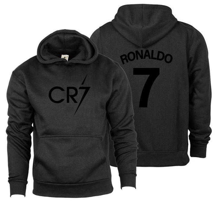 CR7 Hoodie Boys Ronaldo Football Gift Kids Black Front and Back Print Cristiano Hoody 5-13 Yrs