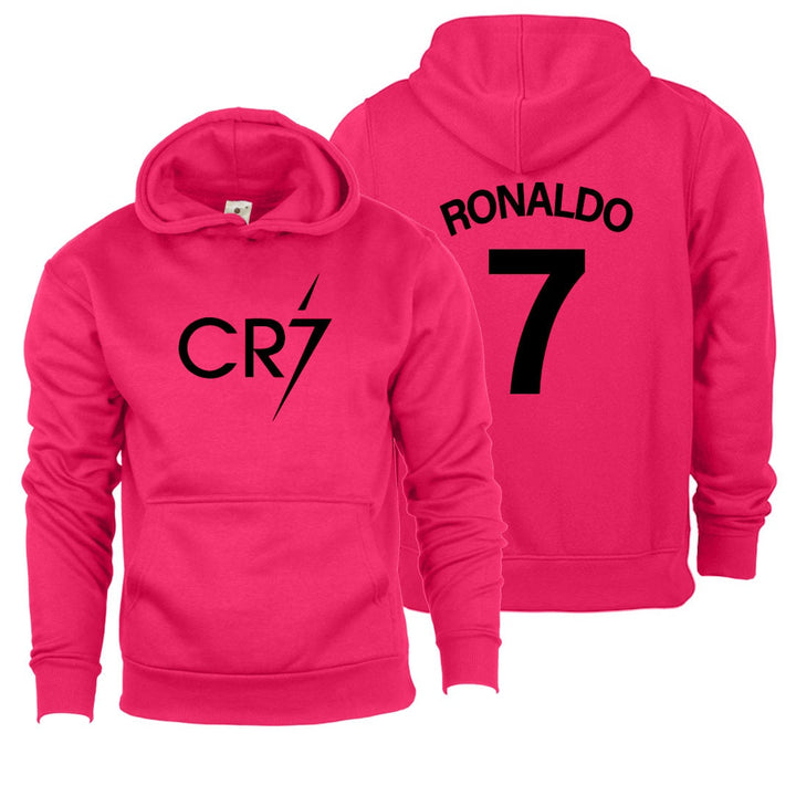 CR7 Hoodie Boys Ronaldo Football Gift Kids Black Front and Back Print Cristiano Hoody 5-13 Yrs