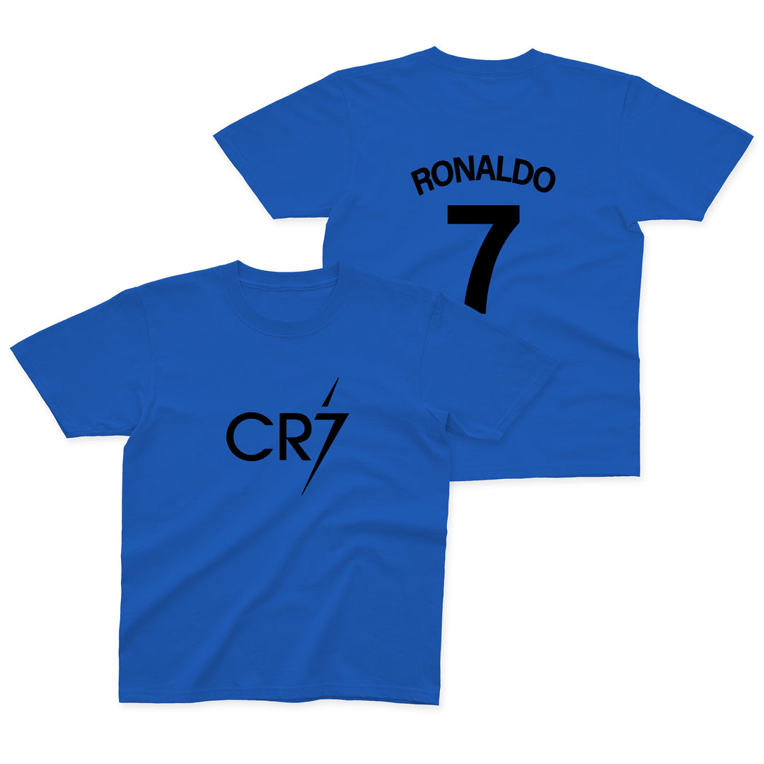 CR7 T-Shirt Boys Ronaldo Football Gift Kids Black Front and Back Print Cristiano Shirt 5-13 Yrs