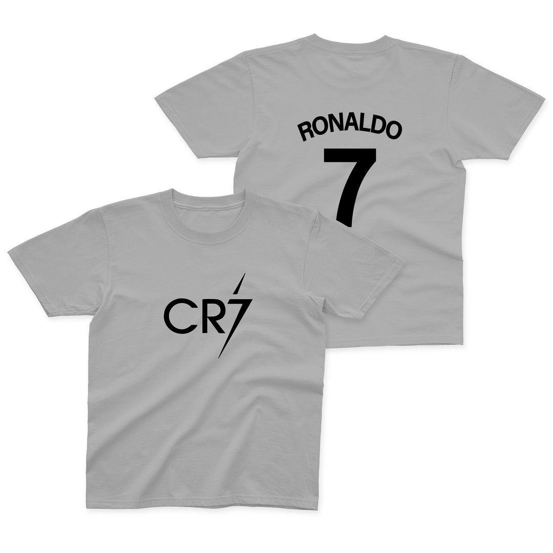 CR7 T-Shirt Boys Ronaldo Football Gift Kids Black Front and Back Print Cristiano Shirt 5-13 Yrs