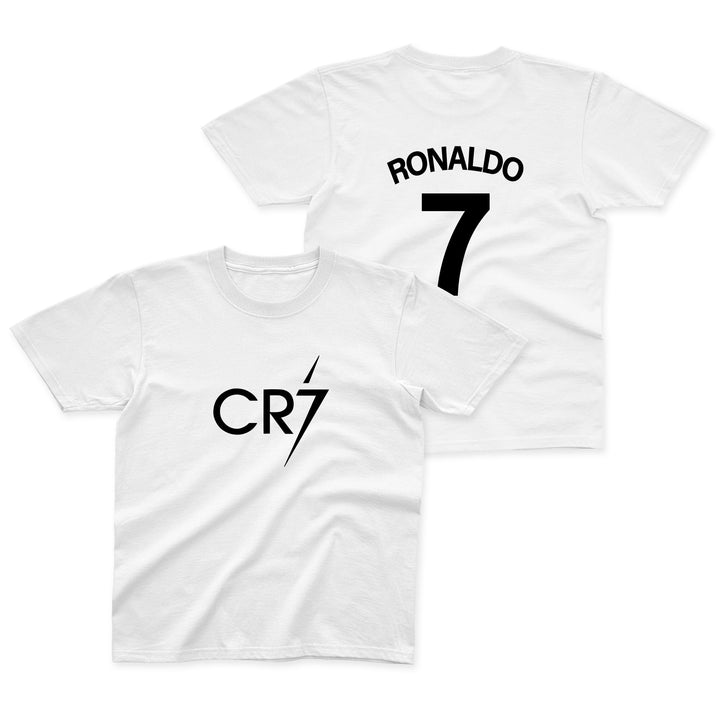 CR7 T-Shirt Boys Ronaldo Football Gift Kids Black Front and Back Print Cristiano Shirt 5-13 Yrs