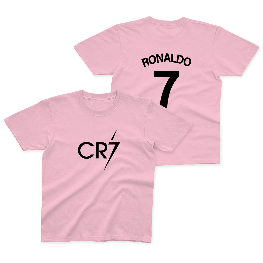 CR7 T-Shirt Boys Ronaldo Football Gift Kids Black Front and Back Print Cristiano Shirt 5-13 Yrs