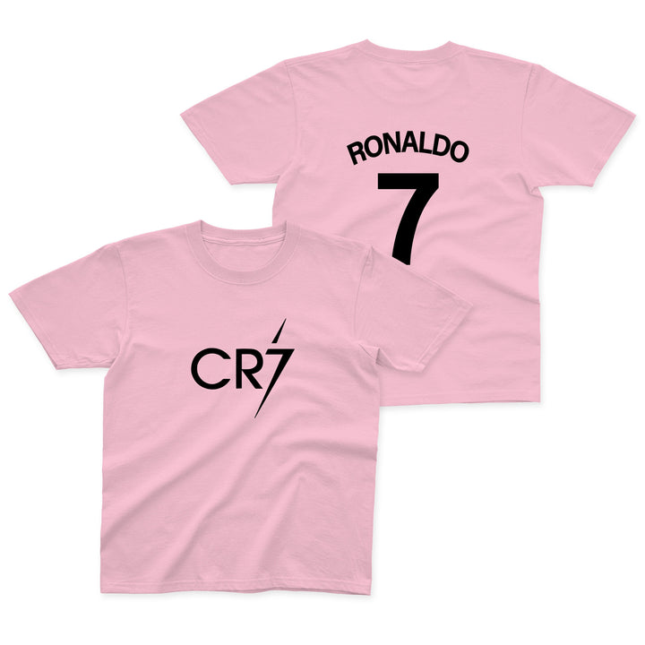 CR7 T-Shirt Boys Ronaldo Football Gift Kids Black Front and Back Print Cristiano Shirt 5-13 Yrs