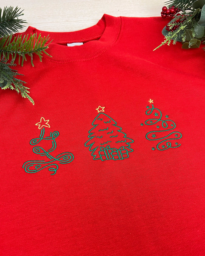 Christmas Trees Embroidered Sweatshirt, Holidays Jumper, Vintage Festive Sweatshirt, Embroidery, Christmas Gift Ideas, Christmas Sweaters