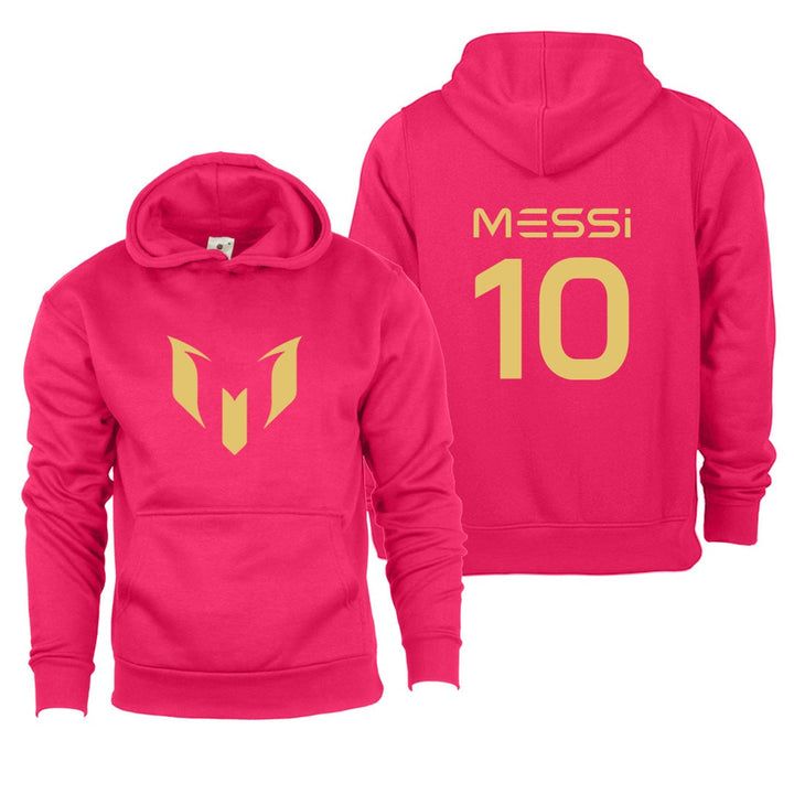 Gold #10 Messi Hoodie, Kids Boys Girls Football Soccer Hoodie, Gold Print On Front and Back of Hoody, Christmas, Birthday Gift