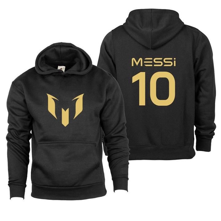 Gold #10 Messi Hoodie, Kids Boys Girls Football Soccer Hoodie, Gold Print On Front and Back of Hoody, Christmas, Birthday Gift