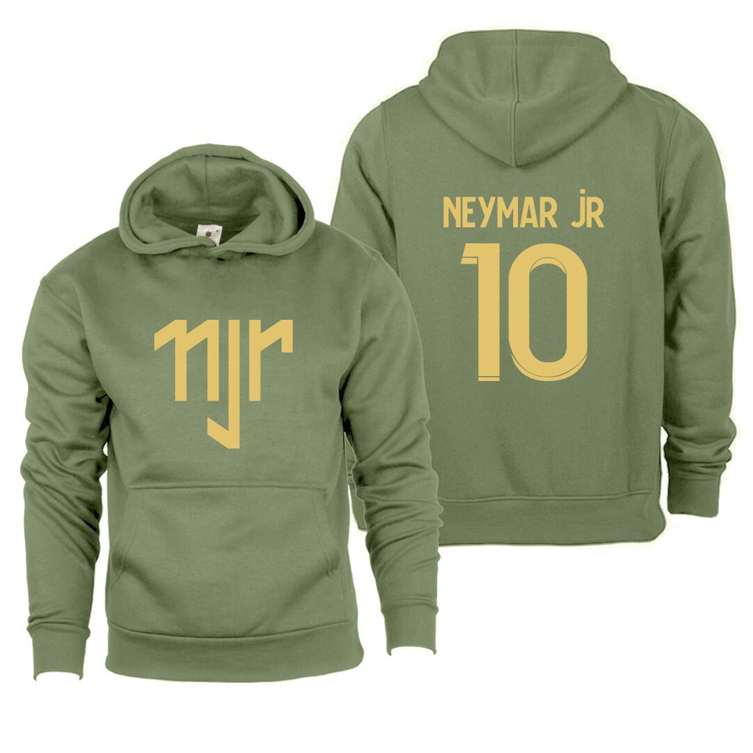 Gold Neymar Jr Hoodie, Kids Boys Girls Football Soccer Hoodie, Gold Print On Front and Back of Hoody, Christmas, Birthday Gift